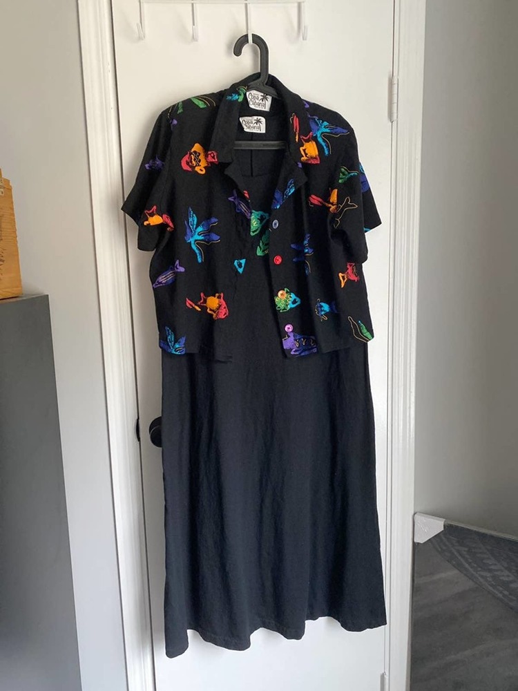 Copa Cabana 2 Piece Resort Fish Tank Maxi Dress w/ Shirt